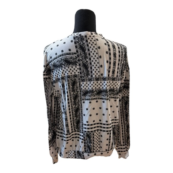 Como Vintage Black & White Geo Pattern Designer Blouse Size: L - Picture 4 of 5